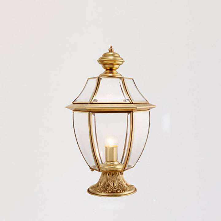 Moderne skandinavisk heksagonal klokke glass messing 1-lys utendørslampe for uteplass | Luvikno