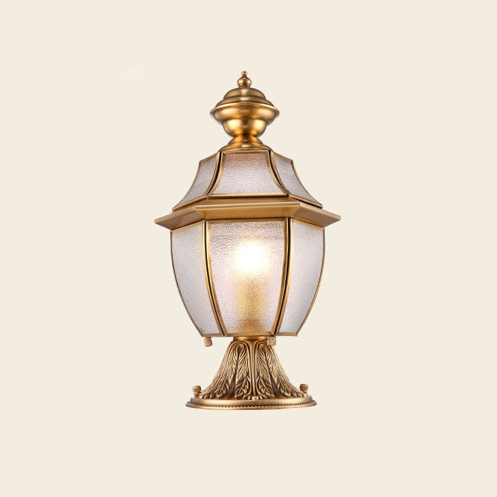 Moderne skandinavisk heksagonal klokke glass messing 1-lys utendørslampe for uteplass | Luvikno