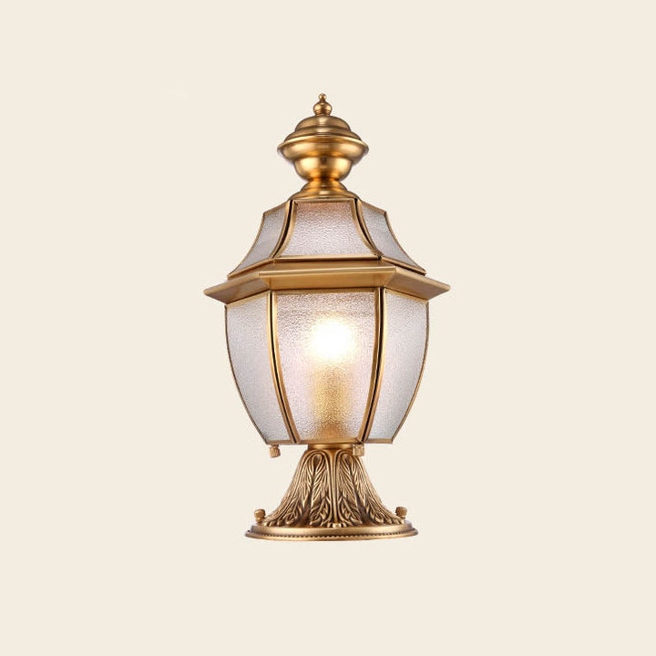 Moderne skandinavisk heksagonal klokke glass messing 1-lys utendørslampe for uteplass | Luvikno