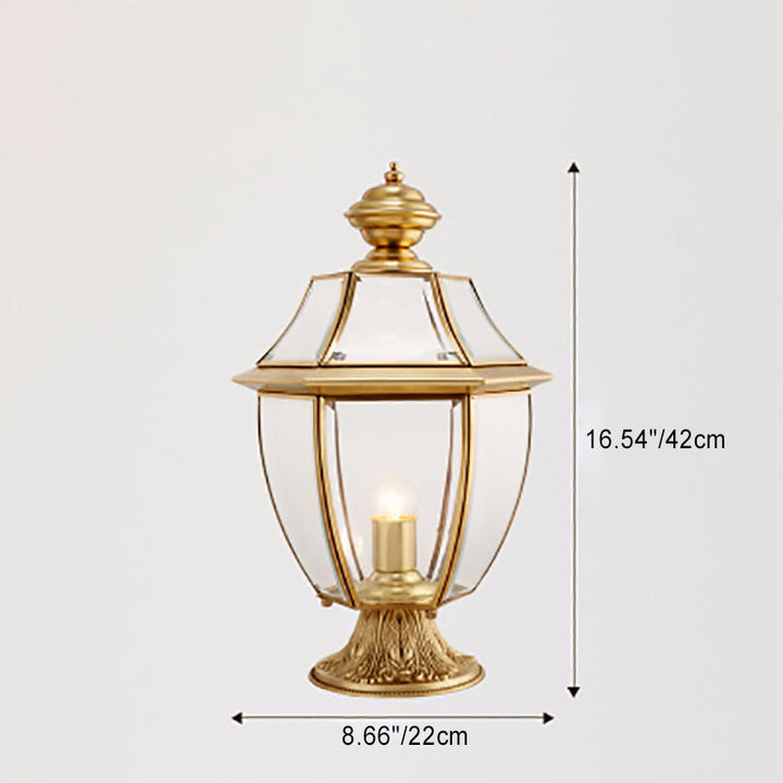 Moderne skandinavisk heksagonal klokke glass messing 1-lys utendørslampe for uteplass | Luvikno