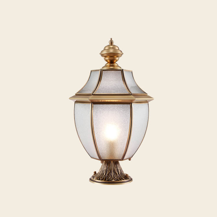 Moderne skandinavisk heksagonal klokke glass messing 1-lys utendørslampe for uteplass | Luvikno