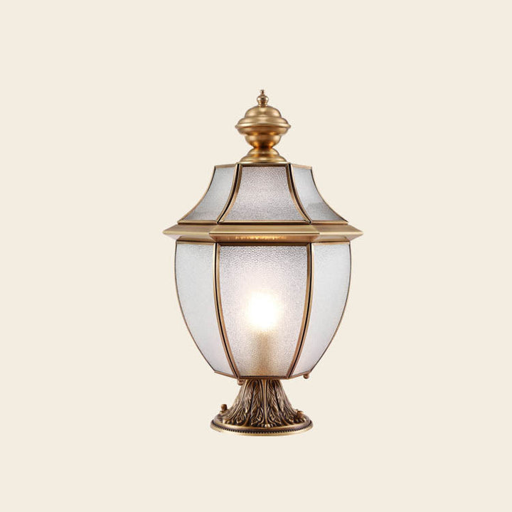 Moderne skandinavisk heksagonal klokke glass messing 1-lys utendørslampe for uteplass | Luvikno