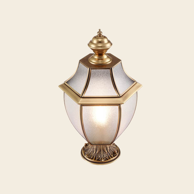 Moderne skandinavisk heksagonal klokke glass messing 1-lys utendørslampe for uteplass | Luvikno