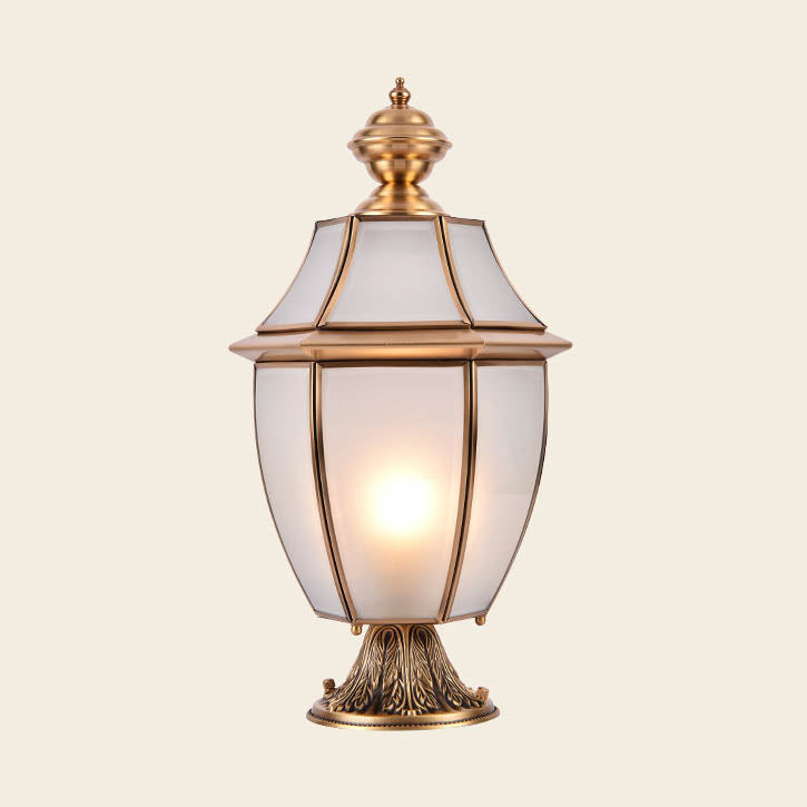 Moderne skandinavisk heksagonal klokke glass messing 1-lys utendørslampe for uteplass | Luvikno