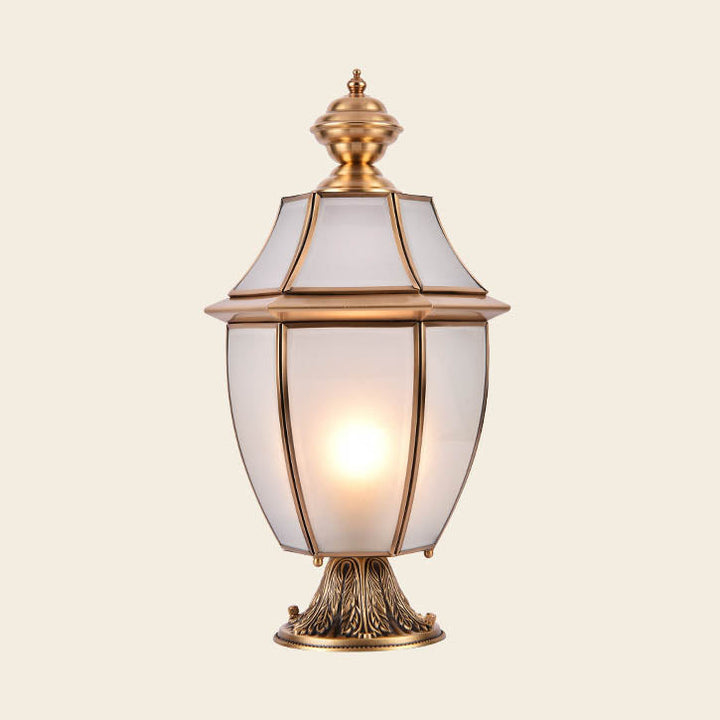 Moderne skandinavisk heksagonal klokke glass messing 1-lys utendørslampe for uteplass | Luvikno
