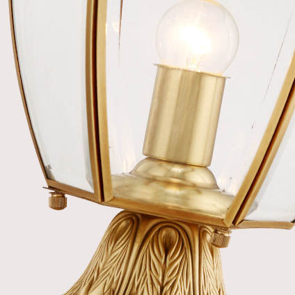 Moderne skandinavisk heksagonal klokke glass messing 1-lys utendørslampe for uteplass | Luvikno