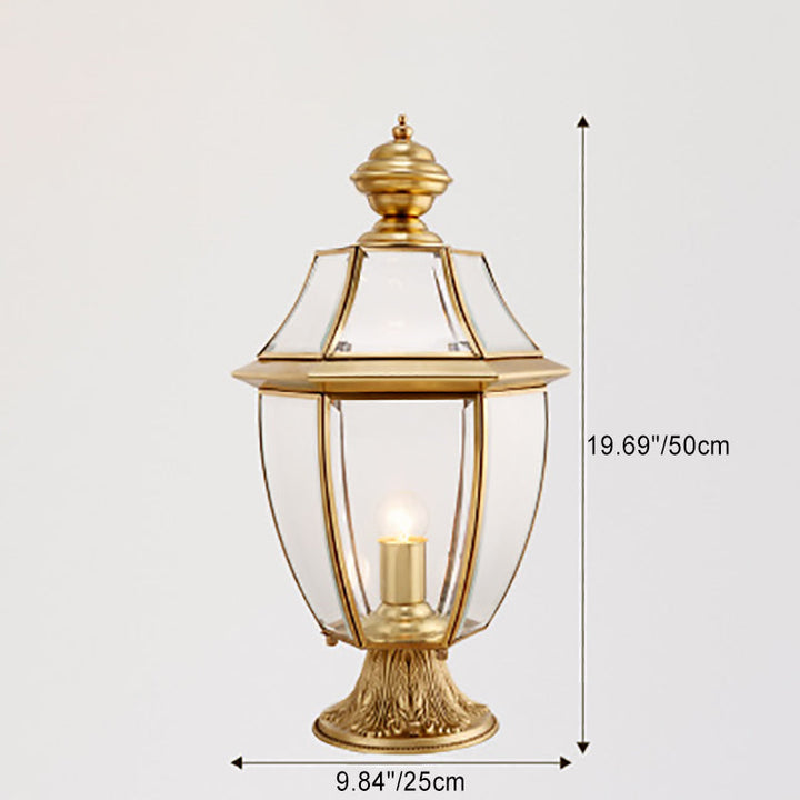 Moderne skandinavisk heksagonal klokke glass messing 1-lys utendørslampe for uteplass | Luvikno