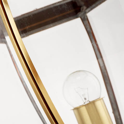 Moderne skandinavisk heksagonal klokke glass messing 1-lys utendørslampe for uteplass | Luvikno