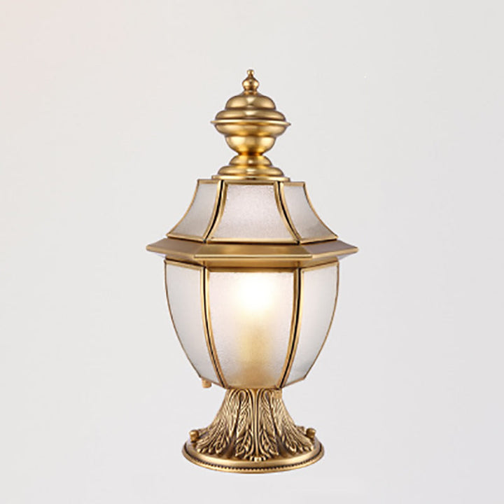 Moderne skandinavisk heksagonal klokke glass messing 1-lys utendørslampe for uteplass | Luvikno