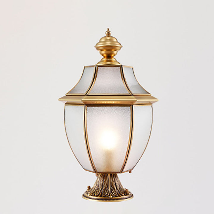 Moderne skandinavisk heksagonal klokke glass messing 1-lys utendørslampe for uteplass | Luvikno