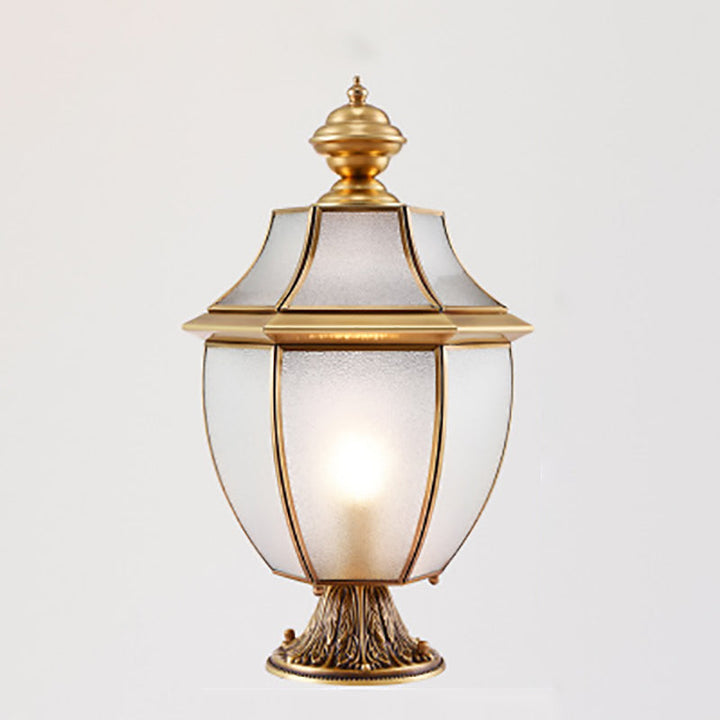 Moderne skandinavisk heksagonal klokke glass messing 1-lys utendørslampe for uteplass | Luvikno