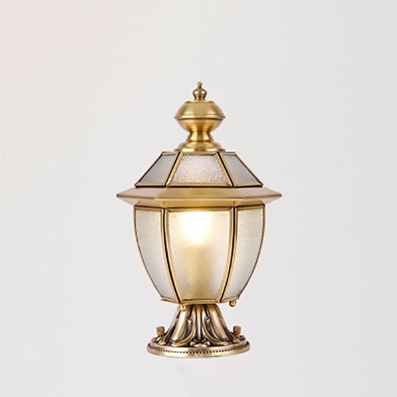 Moderne Luksus Hexagonal Klokke Rund Glass Messing 1-Lys Utendørs Lys For Hage | Luvikno