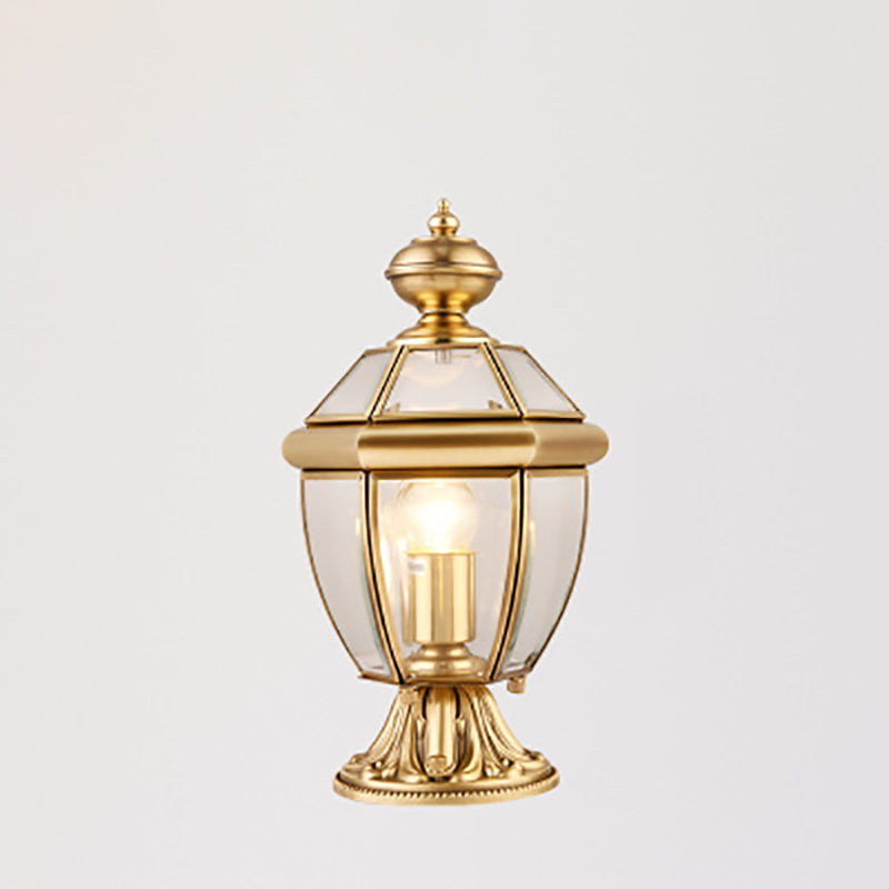 Moderne Luksus Hexagonal Klokke Rund Glass Messing 1-Lys Utendørs Lys For Hage | Luvikno