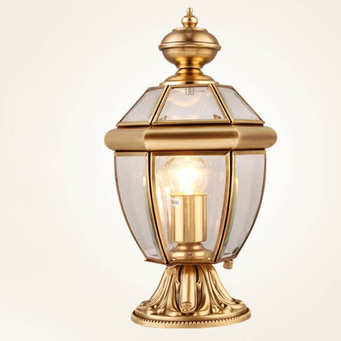 Moderne Luksus Hexagonal Klokke Rund Glass Messing 1-Lys Utendørs Lys For Hage | Luvikno