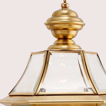 Moderne Luksus Hexagonal Klokke Rund Glass Messing 1-Lys Utendørs Lys For Hage | Luvikno