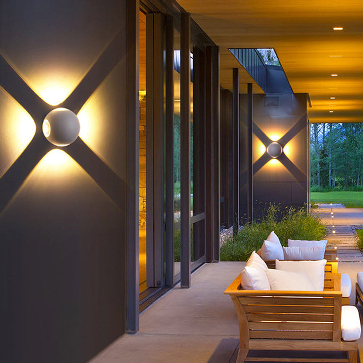 Moderne Minimalistisk Rund Kvadratisk Orb Linse Aluminium LED Vegglampe For Hage | Luvikno