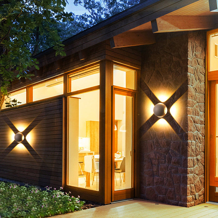 Moderne Minimalistisk Rund Kvadratisk Orb Linse Aluminium LED Vegglampe For Hage | Luvikno