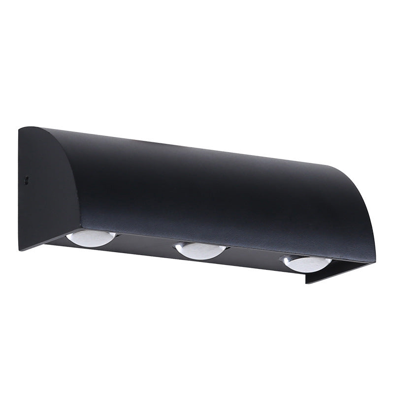 Moderne Enkelthet Vanntett Buet Sylinderformet Aluminium PC LED Vegglampe For Utendørs Terrasse | Luvikno