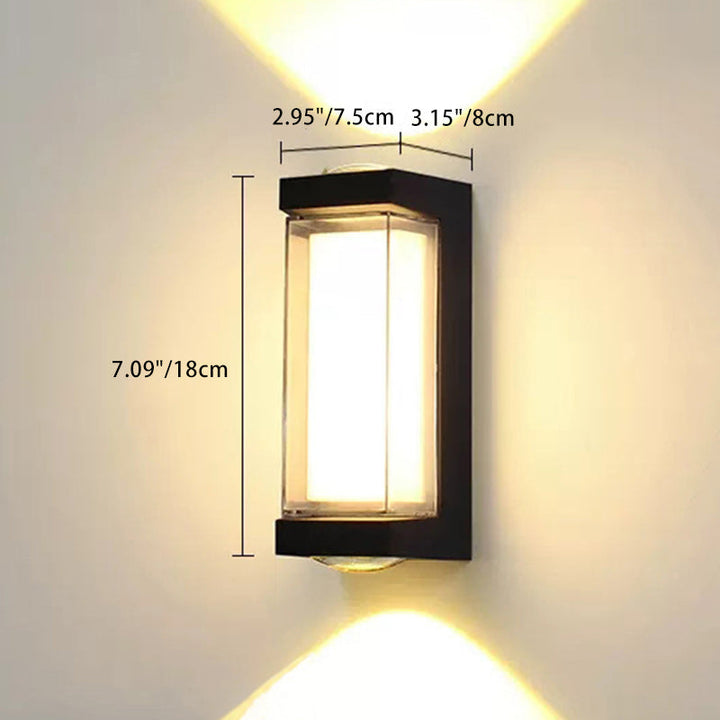 Moderne Enkelhet Vanntett Aluminium PC Sylinder Kuboid LED Vegglampe For Utendørs Patio | Luvikno