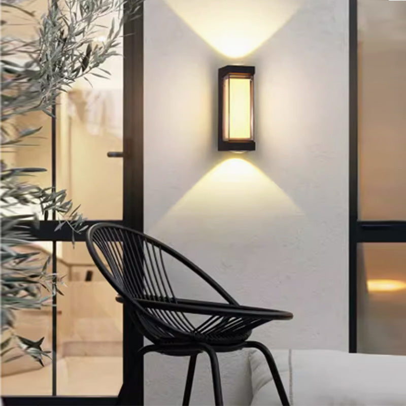 Moderne Enkelhet Vanntett Aluminium PC Sylinder Kuboid LED Vegglampe For Utendørs Patio | Luvikno