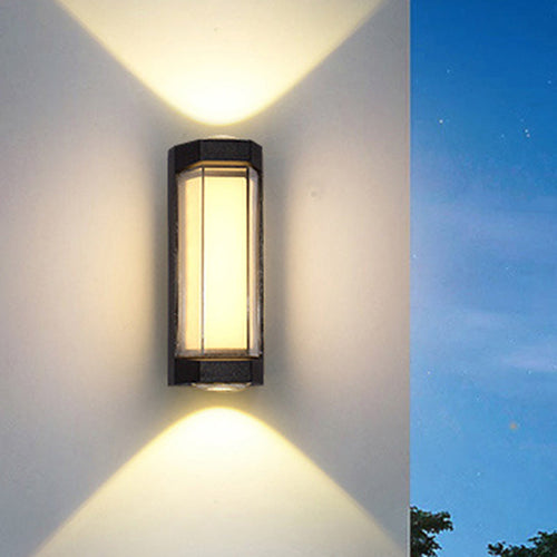 Moderne Enkelhet Vanntett Aluminium PC Sylinder Kuboid LED Vegglampe For Utendørs Patio | Luvikno