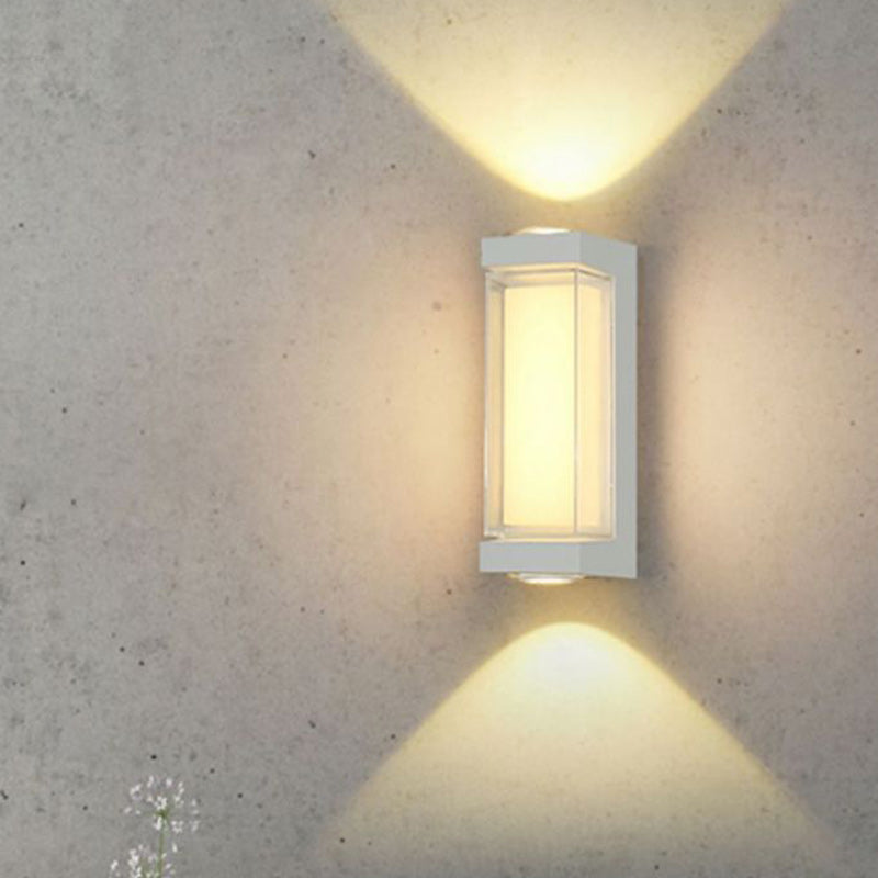 Moderne Enkelhet Vanntett Aluminium PC Sylinder Kuboid LED Vegglampe For Utendørs Patio | Luvikno