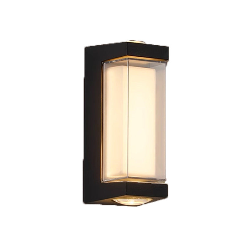 Moderne Enkelhet Vanntett Aluminium PC Sylinder Kuboid LED Vegglampe For Utendørs Patio | Luvikno