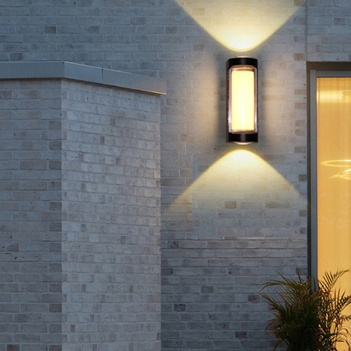 Moderne Enkelhet Vanntett Aluminium PC Sylinder Kuboid LED Vegglampe For Utendørs Patio | Luvikno