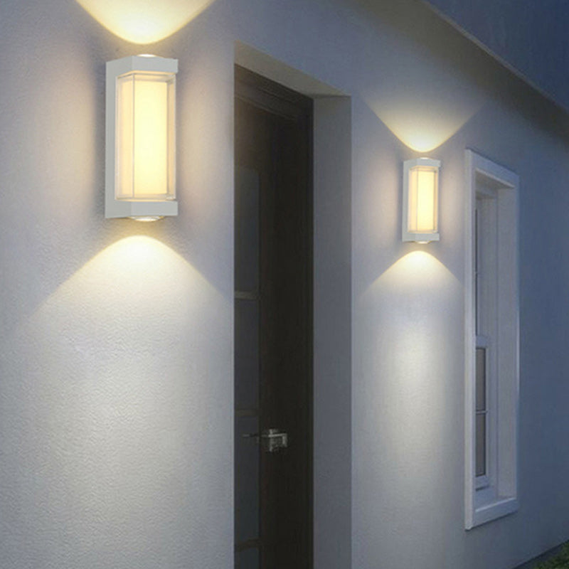 Moderne Enkelhet Vanntett Aluminium PC Sylinder Kuboid LED Vegglampe For Utendørs Patio | Luvikno