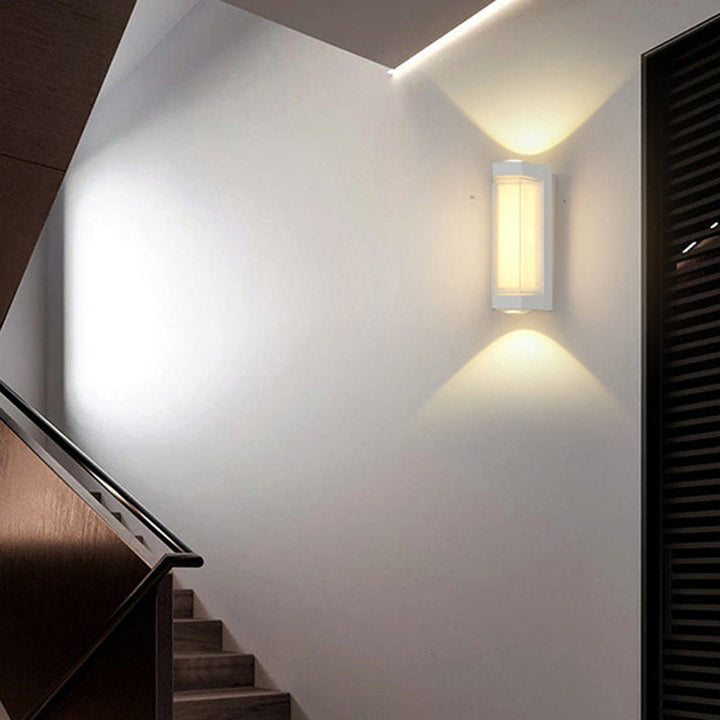 Moderne Enkelhet Vanntett Aluminium PC Sylinder Kuboid LED Vegglampe For Utendørs Patio | Luvikno