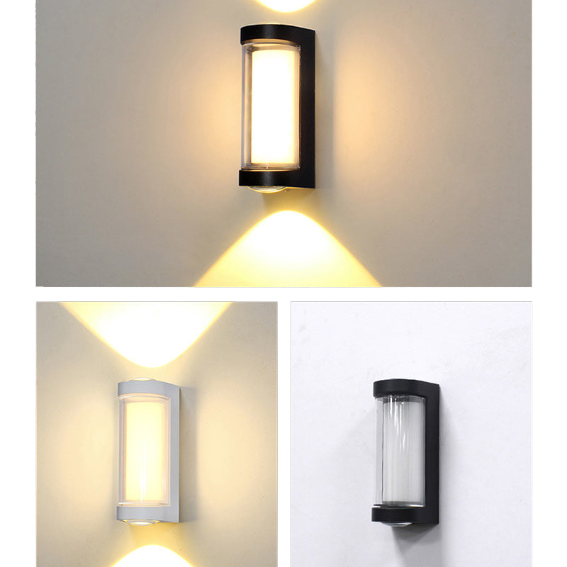 Moderne Enkelhet Vanntett Aluminium PC Sylinder Kuboid LED Vegglampe For Utendørs Patio | Luvikno