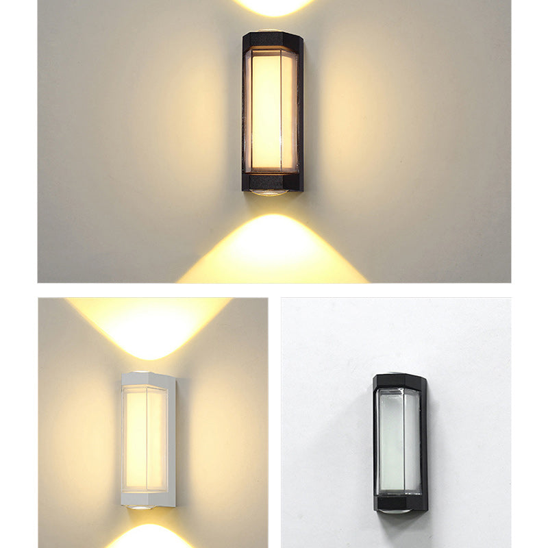 Moderne Enkelhet Vanntett Aluminium PC Sylinder Kuboid LED Vegglampe For Utendørs Patio | Luvikno