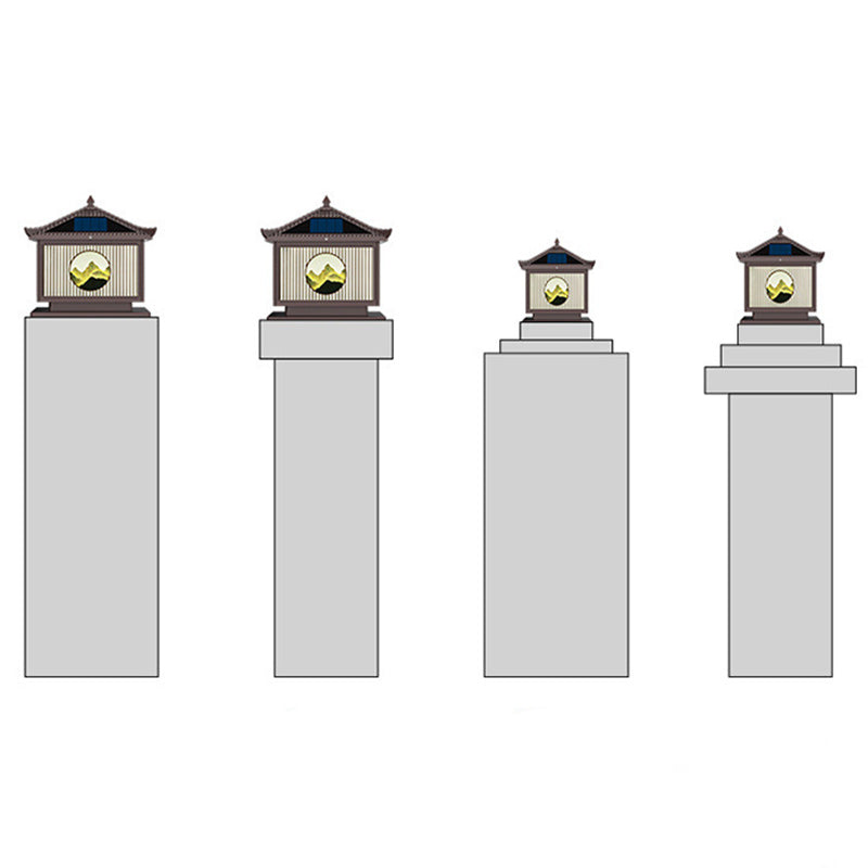 Tradisjonell kinesisk solfanger vanntett aluminium PC-glass furu tre kvadratisk sylinder LED landskapsbelysning utendørs lys for utendørs terrasse | Luvikno