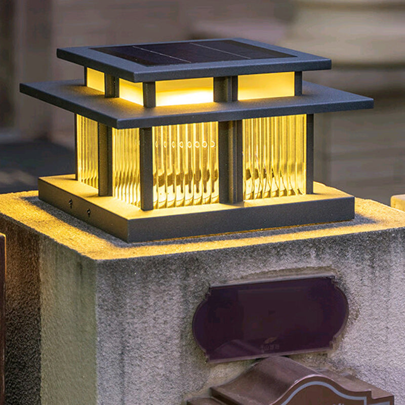 Moderne Minimalistisk Solvannsikker Firkantet Sylinder Aluminiumlegering Glass LED Landskapsbelysning Utendørs Lys For Utendørs Patio | Luvikno