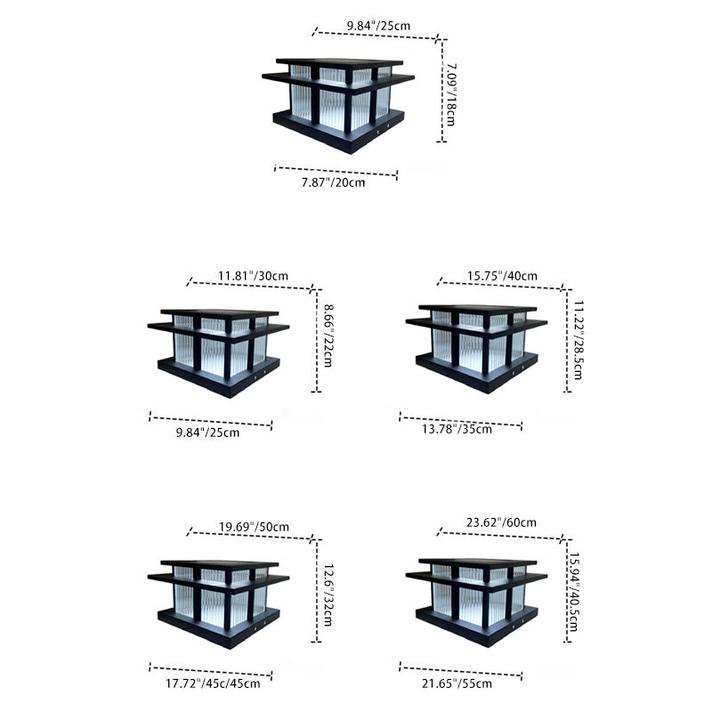 Moderne Minimalistisk Solvannsikker Firkantet Sylinder Aluminiumlegering Glass LED Landskapsbelysning Utendørs Lys For Utendørs Patio | Luvikno
