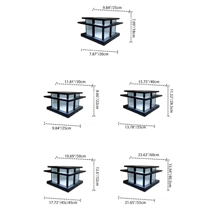 Moderne Minimalistisk Solvannsikker Firkantet Sylinder Aluminiumlegering Glass LED Landskapsbelysning Utendørs Lys For Utendørs Patio | Luvikno