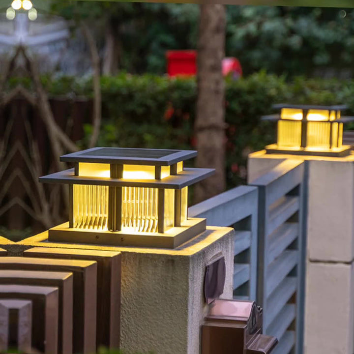 Moderne Minimalistisk Solvannsikker Firkantet Sylinder Aluminiumlegering Glass LED Landskapsbelysning Utendørs Lys For Utendørs Patio | Luvikno