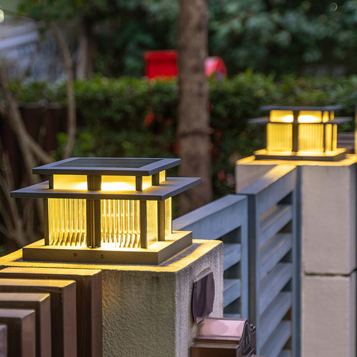 Moderne Minimalistisk Solvannsikker Firkantet Sylinder Aluminiumlegering Glass LED Landskapsbelysning Utendørs Lys For Utendørs Patio | Luvikno