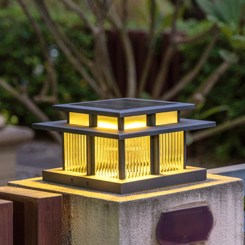 Moderne Minimalistisk Solvannsikker Firkantet Sylinder Aluminiumlegering Glass LED Landskapsbelysning Utendørs Lys For Utendørs Patio | Luvikno