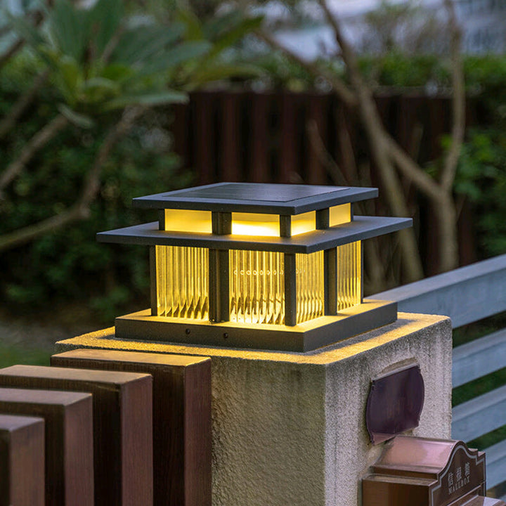 Moderne Minimalistisk Solvannsikker Firkantet Sylinder Aluminiumlegering Glass LED Landskapsbelysning Utendørs Lys For Utendørs Patio | Luvikno