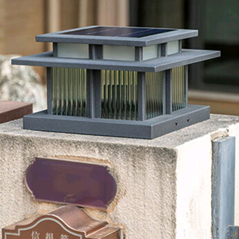 Moderne Minimalistisk Solvannsikker Firkantet Sylinder Aluminiumlegering Glass LED Landskapsbelysning Utendørs Lys For Utendørs Patio | Luvikno