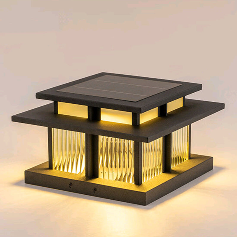 Moderne Minimalistisk Solvannsikker Firkantet Sylinder Aluminiumlegering Glass LED Landskapsbelysning Utendørs Lys For Utendørs Patio | Luvikno
