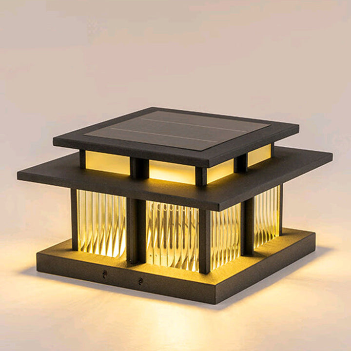 Moderne Minimalistisk Solvannsikker Firkantet Sylinder Aluminiumlegering Glass LED Landskapsbelysning Utendørs Lys For Utendørs Patio | Luvikno