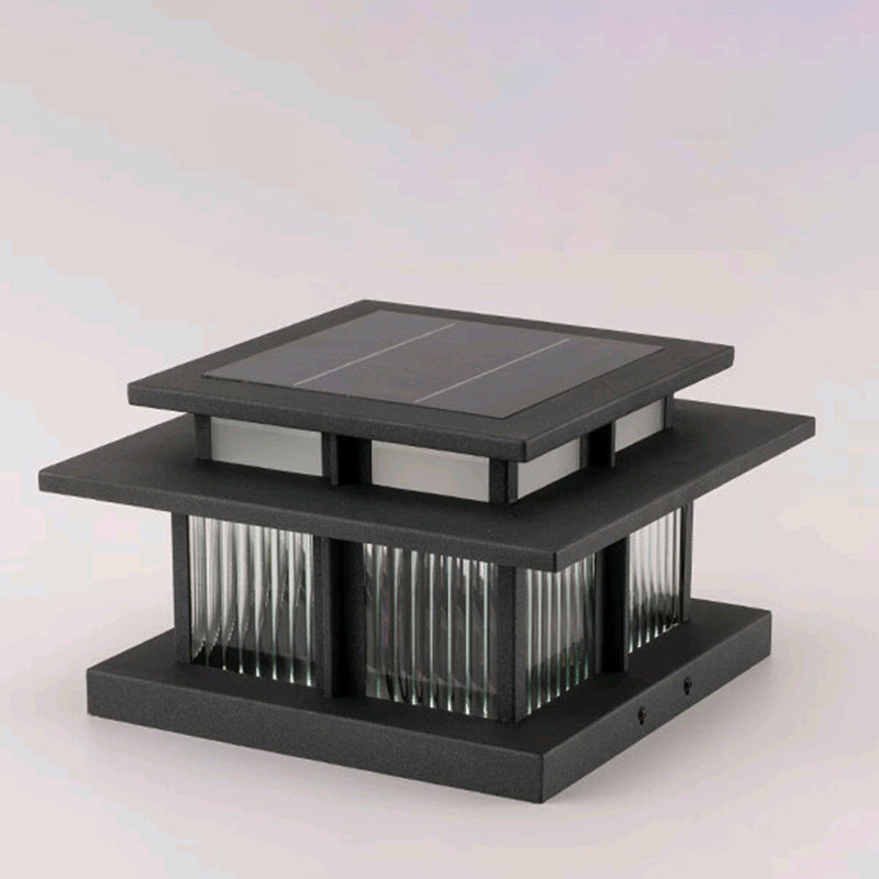 Moderne Minimalistisk Solvannsikker Firkantet Sylinder Aluminiumlegering Glass LED Landskapsbelysning Utendørs Lys For Utendørs Patio | Luvikno
