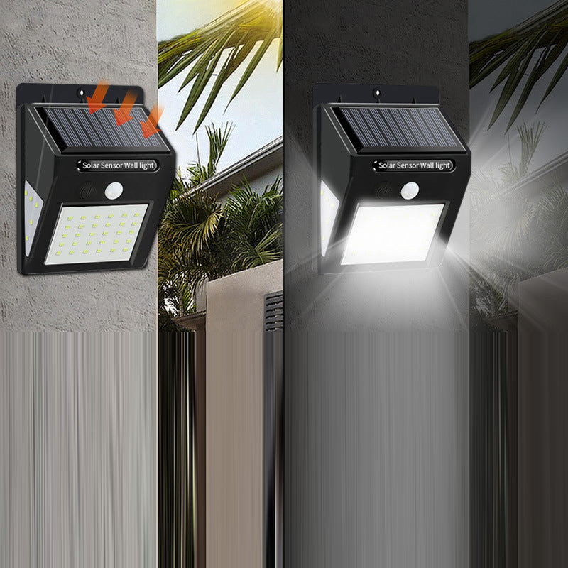 Moderne Enkelhet Solvannavstøtende Bevegelsessensor ABS Rektangulær LED Vegglampe For Utendørs Patio | Luvikno