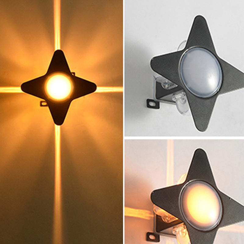 Samtidig Kreativ Vanntett Aluminium Akryl PC Kryss Stjerne LED Vegglampe For Utendørs Patio | Luvikno