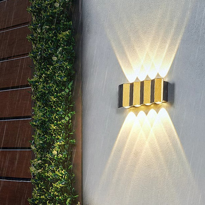 Moderne Enkelhet Vanntett Aluminium Rektangulær Bøyd Opp Og Ned LED Vegglampe For Utendørs Patio | Luvikno