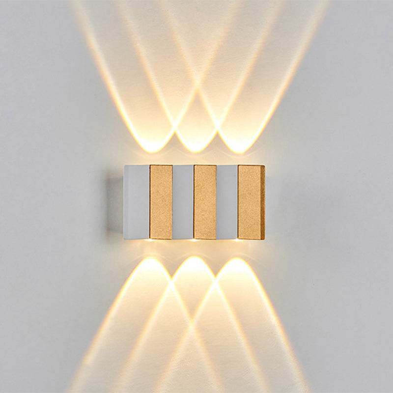 Moderne Enkelhet Vanntett Aluminium Rektangulær Bøyd Opp Og Ned LED Vegglampe For Utendørs Patio | Luvikno