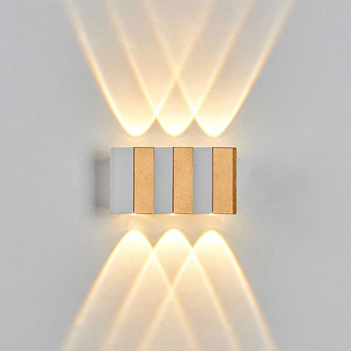 Moderne Enkelhet Vanntett Aluminium Rektangulær Bøyd Opp Og Ned LED Vegglampe For Utendørs Patio | Luvikno