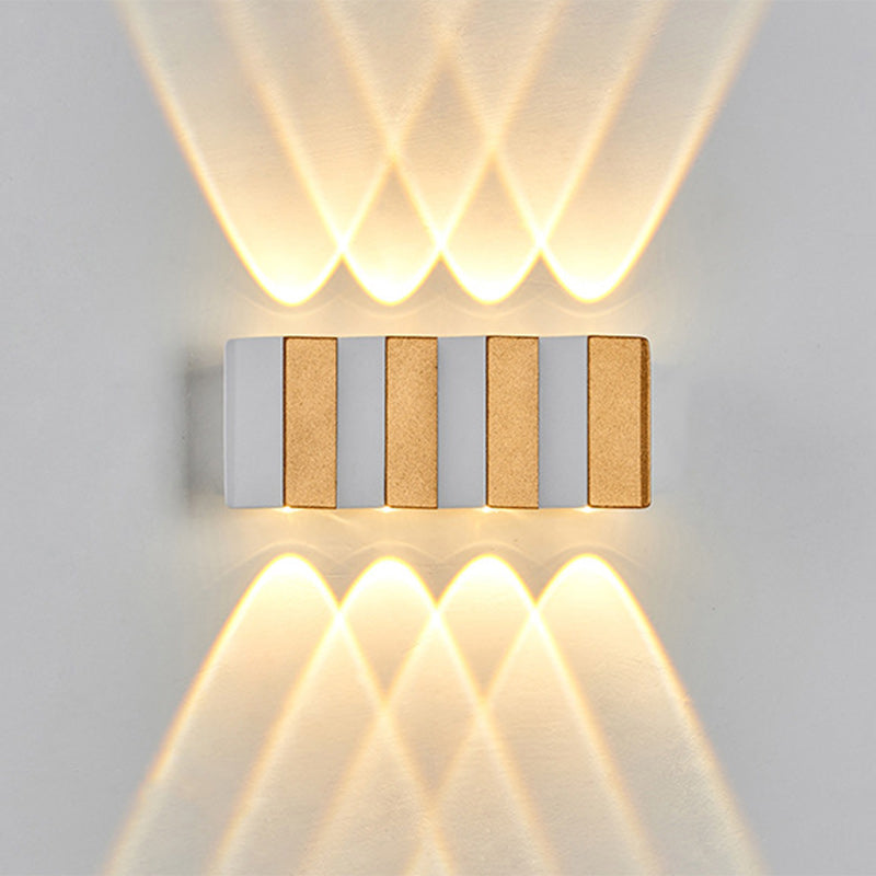 Moderne Enkelhet Vanntett Aluminium Rektangulær Bøyd Opp Og Ned LED Vegglampe For Utendørs Patio | Luvikno